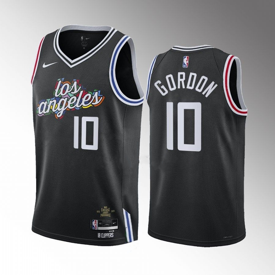 Men's Los Angeles Clippers #10 Eric Gordon Black 2022/23 City Edition Stitched Jersey